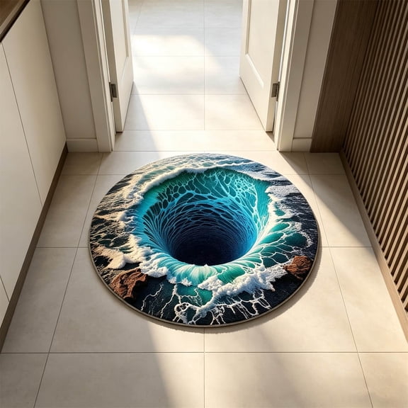 TTJ Round Crystal Velvet Small Area Rug Decorative Floor Mat Soft Washable Non-Slip Cushioned Accent Rug For Bedroom Living Room Bathroom Cozy Visual Carpet Circle Rug