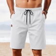 thumbnail image 4 of Nkmbld Mens Cargo Shorts Linen Relaxed Drawstring Shorts with Elastic Waistband Summer Casual Work Shorts, 4 of 8