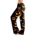 thumbnail image 2 of Pajama Pants Women Halloween Pumpkin Print Drawstring Stretchy Pjs Casual Bottoms, 2 of 6