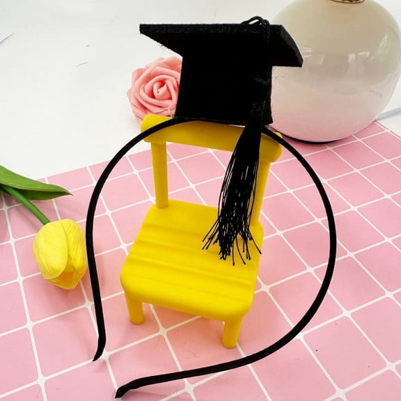 EGYMEN 10Pc Mini Graduation Headband, Cute Graduation Cap Headpiece, Stylish Graduation Hat Accessory, Festive Graduation Hairband For Celebrations(Black)