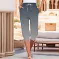 thumbnail image 2 of HBFAGFB Capris for Women Casual Gradient Print Drawstring Joggers with Pockets Daily Wear Grey Size XL, 2 of 5