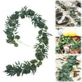 thumbnail image 2 of Artificial Eucalyptus Garland 6.5FT, Fake Silver Dollar Leaves Vines Rustic Grey Green for Wedding Arch Backdrop Fireplace Table Party Décor, B, Indoor/Outdoor Decor, 2 of 9
