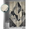 thumbnail image 3 of 72x78 Inch Shower Curtain Black Beige Bathroom Decor Waterproof Fabric Bathtub Bath Curtains Decorative Geometric Abstract Art Rhombus Extra Long Shower Curtain Set with Hooks, 3 of 6