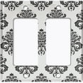thumbnail image 2 of Metal Light Switch Plate Outlet Cover (Damask Gray - Double Rocker), 2 of 2