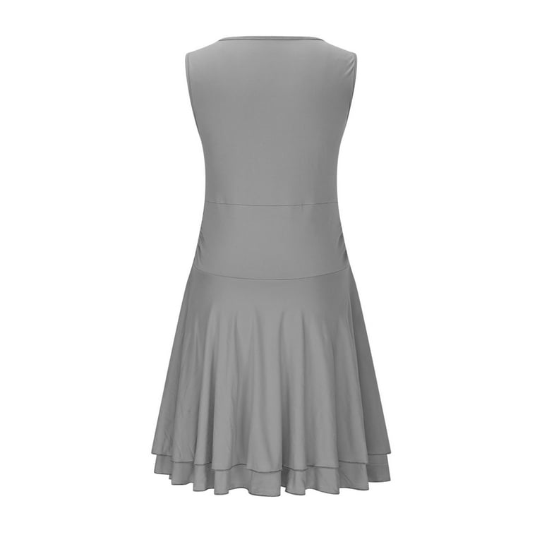 Gray Sleeveless for Women Fall Summer Crewneck Midi Mini Petite Tight  Formal Prom Party Gowns Evening Pleated Peplum Plain Dresses Homecoming  Dresses Women 2025 XL - Walmart.com