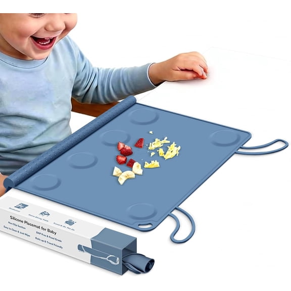 Silicone Placemat for Baby Self-Eating: Dishwasher Safe & Non-Slip for Dining Table - Table Mat for Baby 8-18 Months