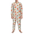 thumbnail image 3 of Naloa Peach Men’s Pajamas Set - Long Sleeve Button Down Sleep Shirt and Pajama Bottoms Sleepwear Set-Large, 3 of 7