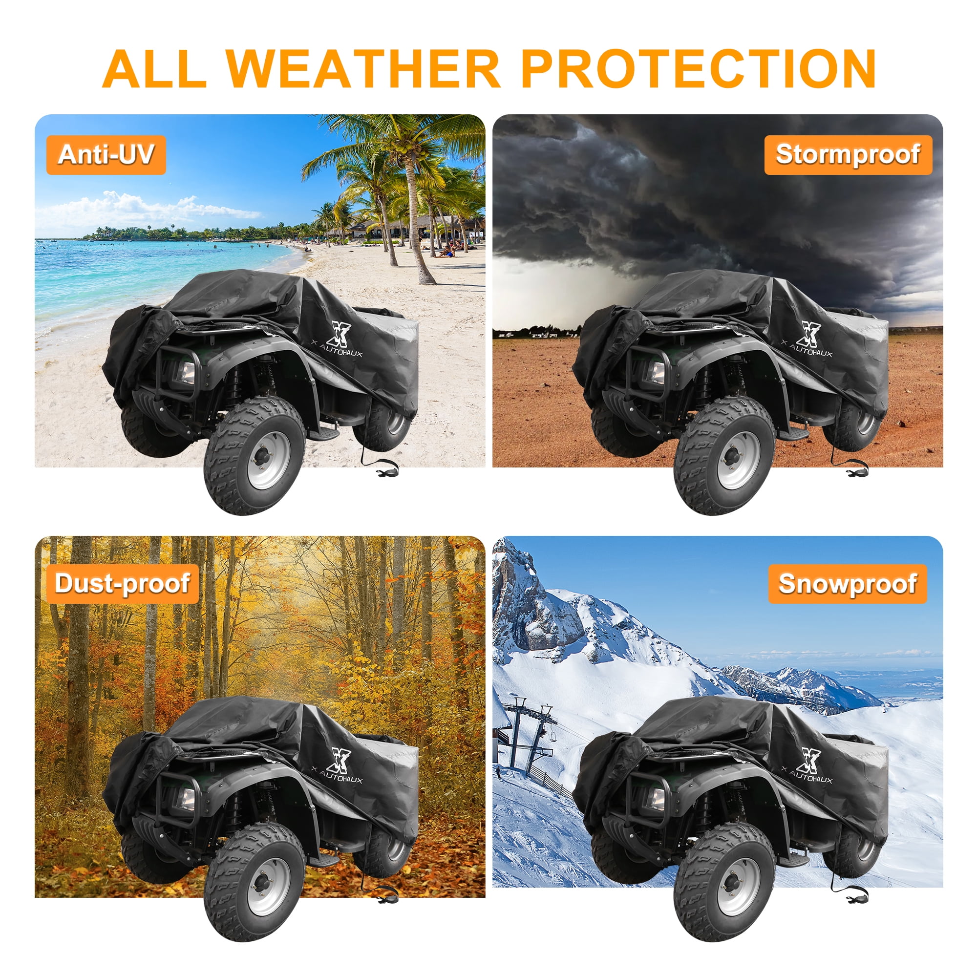 XL Size Quad ATV Cover Waterproof Rain Snow Sun Resistant Black