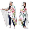 thumbnail image 2 of Wearable Blanket,Pioneer Flower Floral Print Pattern Hooded Wearable Flannel Blanket for Adults & Teens,Winter Poncho Shawl Wrap Cape Cozy Anti-Pill,60"x80", 2 of 5