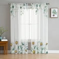 thumbnail image 3 of Sheer Curtains 63 inches Long, Spring Summer Plants Eucalyotus White Daisy Flower Light Filtering Sheer Window Curtains Rod Pocket Voile Drapes for Bedroom Living Room, 52"W x 63"L 2 Panels, 3 of 7