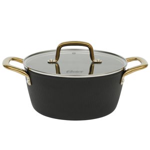 Oster Abbottsford 7 Quart Nonstick Aluminum Dutch Oven with Glass Lid in Black