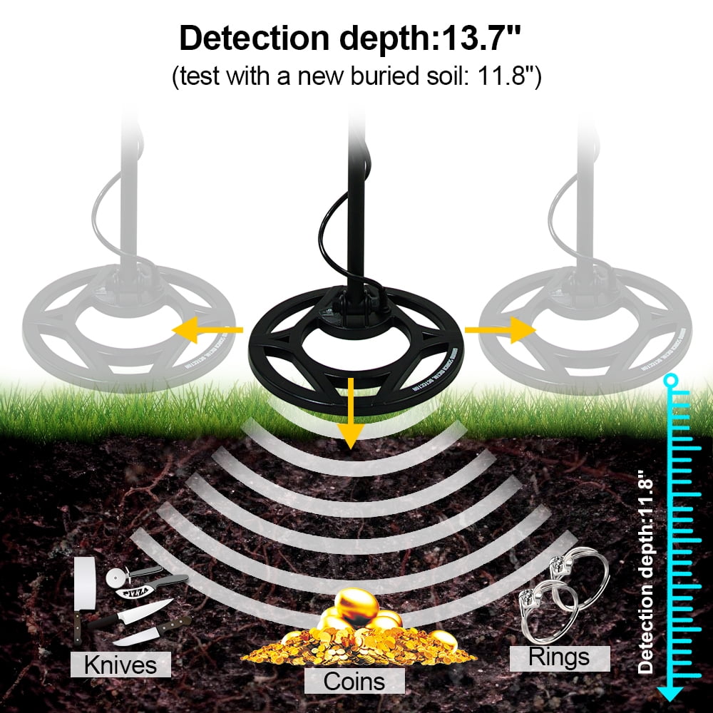 Allosun Pro Metal Detector Adults Gold Silver Finder 9 inch Waterproof Search Coil Underwater TS180