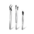 thumbnail image 1 of 3 Pcs Tip Tweezers With Rubber, Non-marring Silicone Tipped Tweezers Rubber Bent Tip Flat Tweezers, 1 of 5