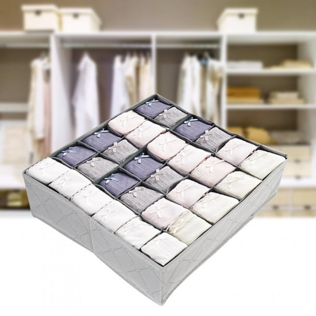 Underwear Storage Box,30 Grids Folding Underwear Socks Storage Box Socks Container Stylish and Modern
