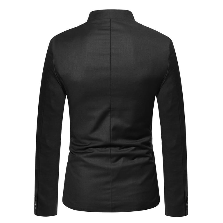 DTBPRQ Button Down Suit Fashion Mandarin Collar Suit for Men Suits Slim Fit  Traditional Suit Coat 