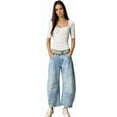 thumbnail image 3 of Women's Baggy Boyfriend Jeans Vintage Wide Leg Mid Rise Barrel Denim Ankle Pants, 3 of 9