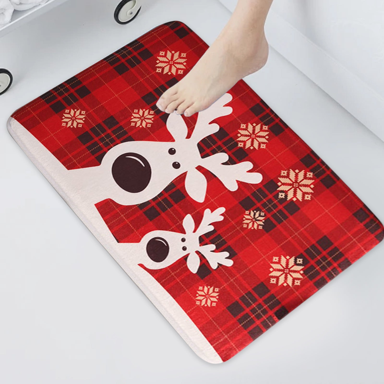 HongHeng Bath Mats for Bathroom,Bathroom Mats Rugs, Christmas Snowman Washable Cover Floor Rug Carpets Floor Mat Bathroom Decorations 19x31 Inches for Kitchen Bedroom Indoor