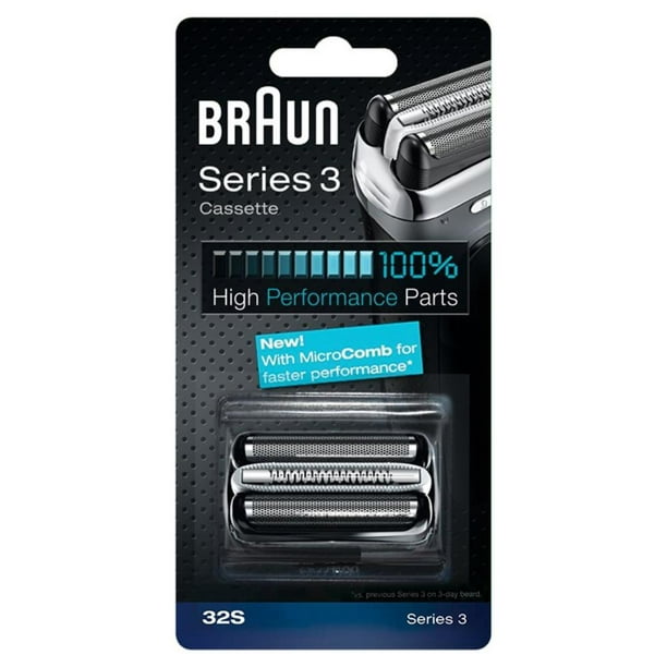 Replacement Foil & Cutter Cassette - 32S, Series 3 - Silver, Package  contains one foil and cutter shaver head cassette By Braun - Walmart.com