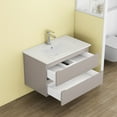 thumbnail image 6 of 32" Wall-Mounted Bathroom Vanity with Ceramic Sink, Floating Bathroom Vanity with Soft-Close Drawers,Bathroom Storage Cabinet, Easy to Install, Gray, 6 of 9