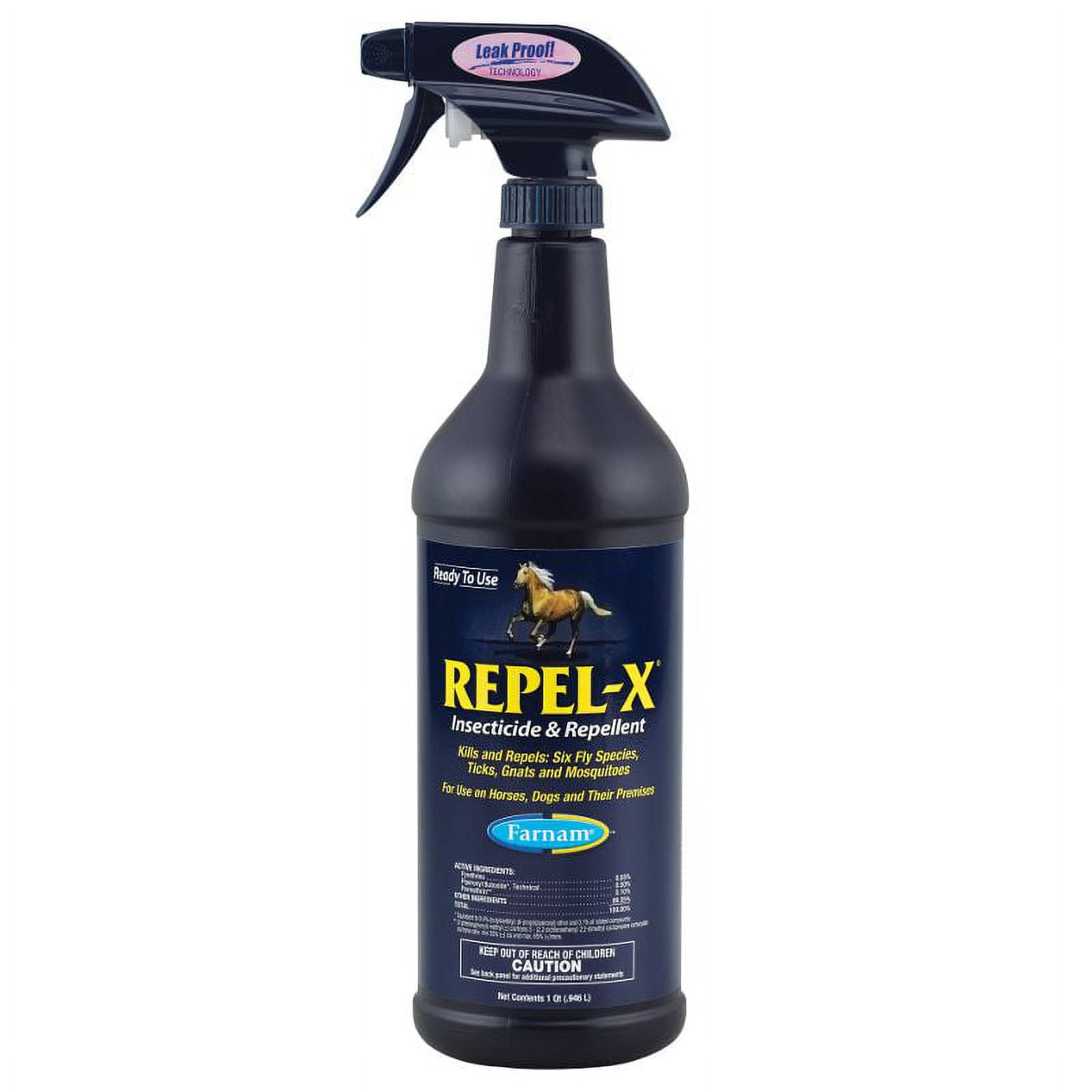 Farnam Repel-X Emulsifiable Fly Spray for Horses and Dogs, Insect Repellent for Flies, Mosquitoes, Ticks & Gnats Ready-to-Use, 32 Fl Oz