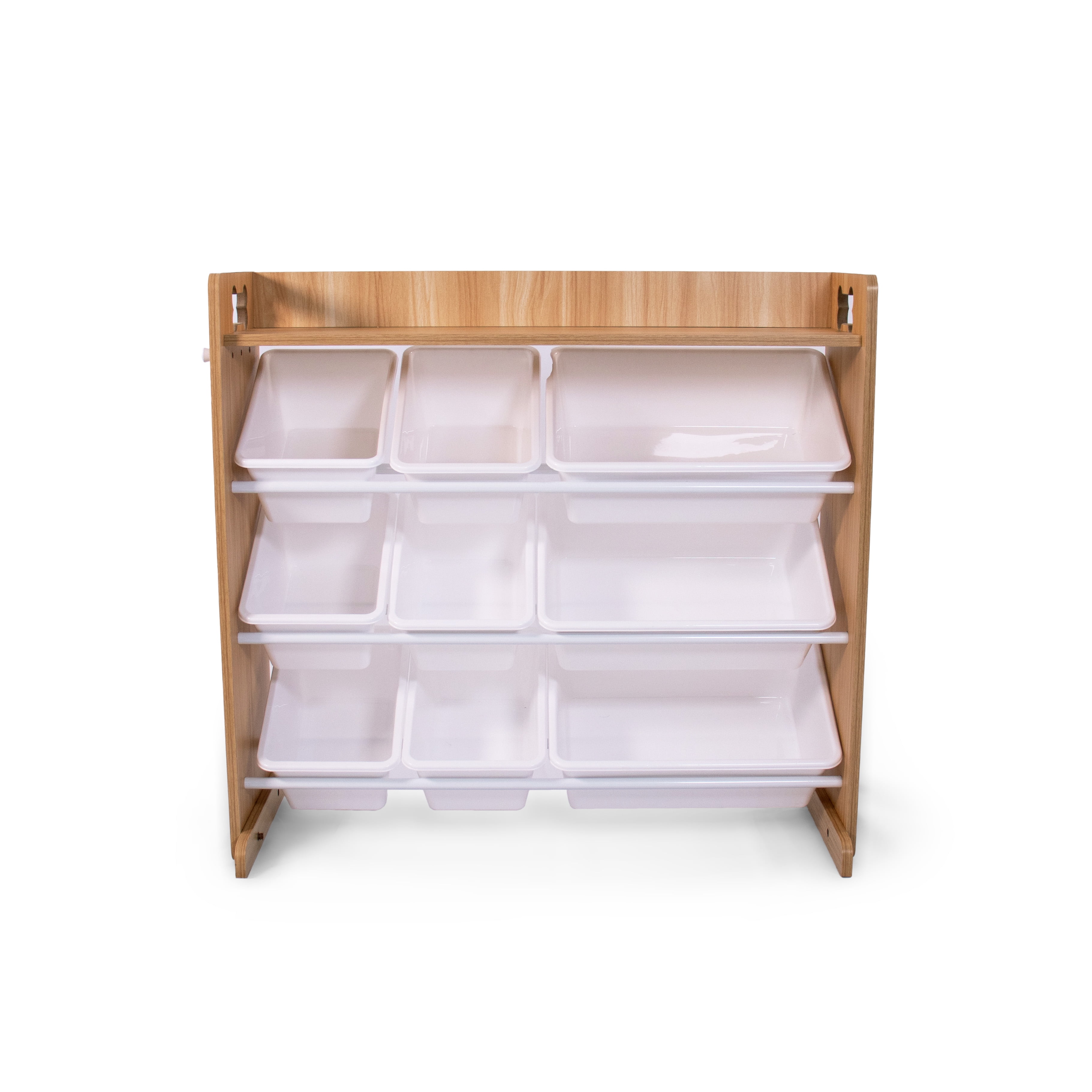 Humble Crew Aspen Pet Supplies Storage Organizer with Shelf and 9 Plastic Storage Bins, Natural/White