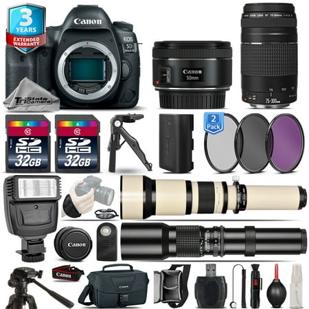 Canon EOS 5D Mark IV Camera + 50mm STM + 75-300mm III+ 2yr Warranty - 64GB
