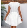 thumbnail image 5 of Eyelet Dresses for Women 2025 Cute Summer Lace V Neck Cap Sleeve Flowy Dress White S, 5 of 8