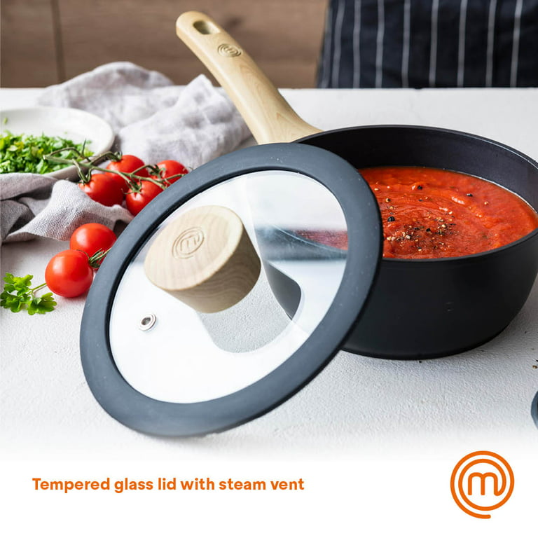MasterChef 8 inch Sauce Pan, Non Stick Cooking Pot with Lid
