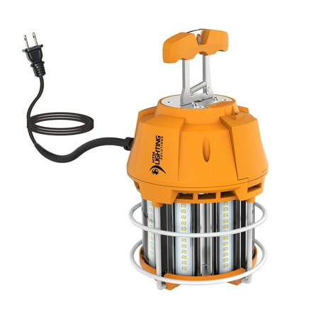 

60W Temporary Construction LED Drop Light 200W MH Equal 7 200 Lumens 120VAC 5000K Cool White UL Listed IP64 Damp Rated Portable Commercial Grade Cage Lighting Chains up to 10x Fixtures