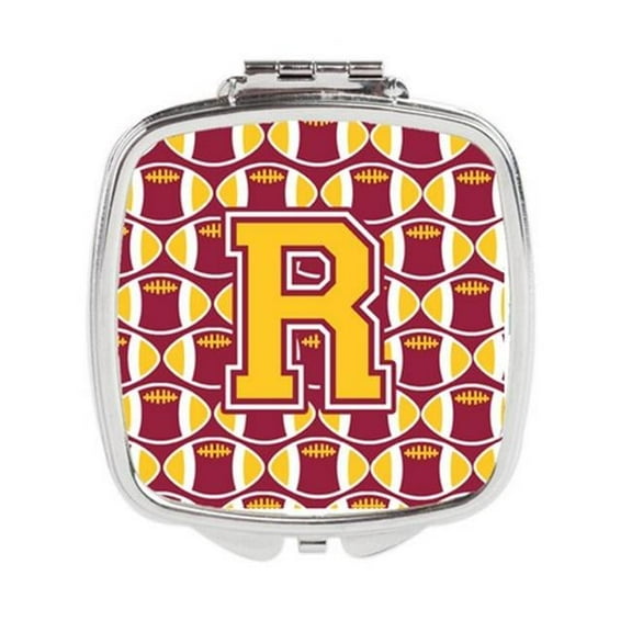 Carolines Treasures Letter R Football Maroon & Gold Compact Mirror - Maroon & Gold