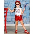 thumbnail image 3 of Girls 4th of July "'Merica" Printed Top & Sequin Bow Shorts, Size: XXL-7Y, 3 of 8