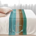 thumbnail image 2 of Nautical Anchor Bed Runner for King Size Bed, Blue Brown Wood Grain Vintage Ocean Soft Bedding Scarf Bedding Protector Slipcover Sofa Throw for Bedroom Hotel Guesthouse, 2 of 8