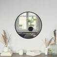 thumbnail image 4 of Emma + Oliver 24" Round Wall Mounted Mirror with Matte Black Iron Frame, Silver Backing and Shatterproof Glass for Entryways, Bathrooms and More, 4 of 12