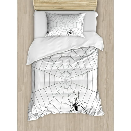 spider web twin size duvet cover set toxic poisonous insect thread crawly malicious bug halloween