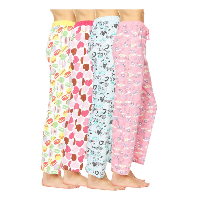 Lati Fashion Woman Pajamas Pants Female PJs Sleepwear (Pack of 4 Colors)  Size Large