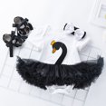 thumbnail image 3 of Mercatoo Baby Girls Rompers Set Swan Print Mesh Tulle Dress Jumpsuits+ Headband + Shoes Toddler Summer Bodysuit Outfits, 3 of 4