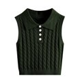 thumbnail image 2 of Women's Casual V-Neck Pullover Shirt Collision Color Sleeveless Sweater Vest, Stylish and Lightweight, Ideal for Layering and Summer to Fall Transition,Dark Green,XL, 2 of 7