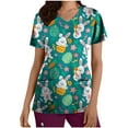 thumbnail image 1 of LSLJS Blouse d'Uniforme de Travail à Manches Courtes Col en V avec Poches, Imprimé Œuf et Lapin de Pâques pour Femmes, 1 of 4