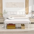 thumbnail image 2 of VECELO Full Size Metal Platform Bed Frame with Headboard, Heavy Duty Metal Bed Frame Mattress Foundation with Steel Slats Support, No Box Spring Needed, Easy to Assembly, White, 2 of 9