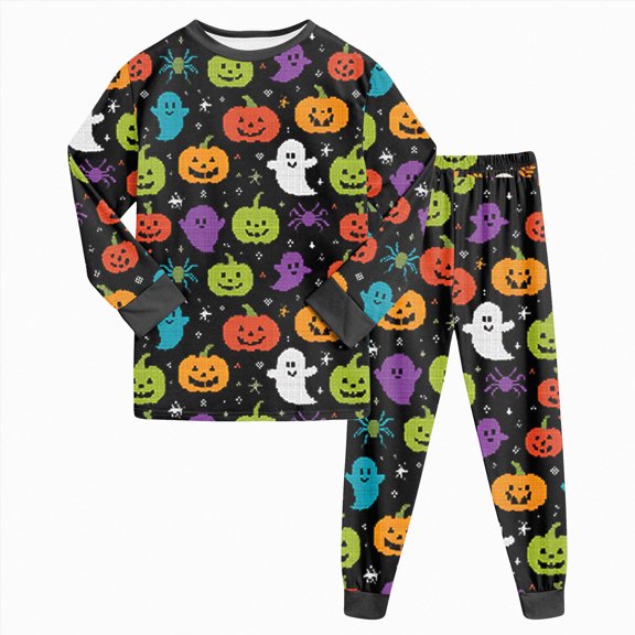 Aayomet Halloween Pajamas Toddler Girls Boys Snug Fit Pumpkin Long Sleeve Top and Pants Pj from Bamboo Sleepwear Sets