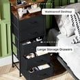 thumbnail image 6 of Eunos Black Tall Nightstand with Charging Station and LED for Bedroom, 5 Drawer with Storage Shelfs, 6 of 8