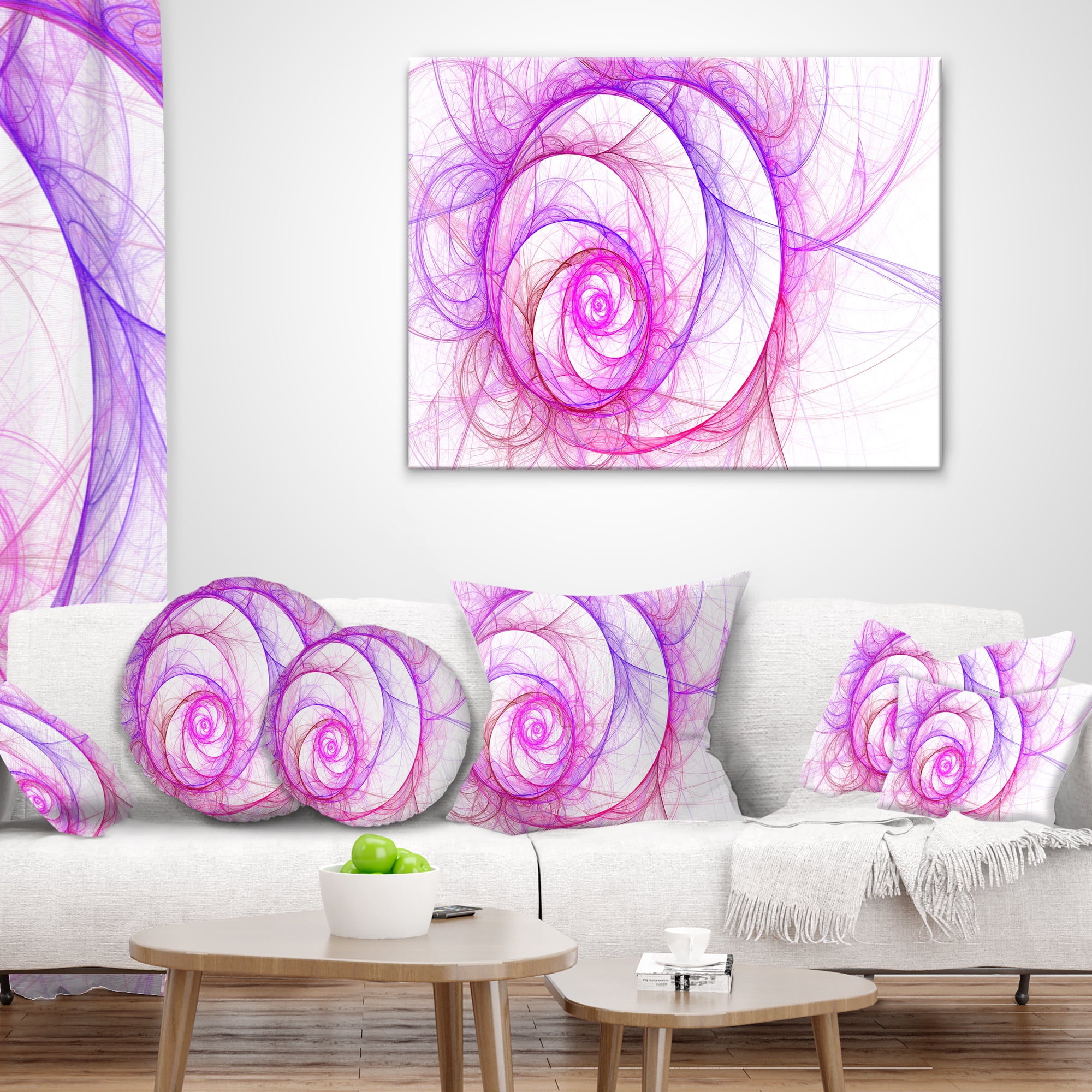Designart Pink Exotic Flower Pattern - Floral Throw Pillow - 16x16