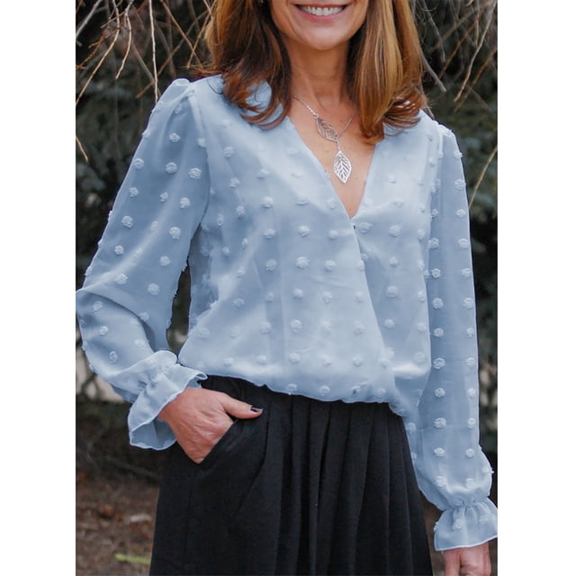 Top De Manga Larga De Encaje Para Mujer, Blusa De Encaje Elegante Y Cómoda Para Mujer, Suave Y Transpirable Para La Oficina ANGGREK Otros