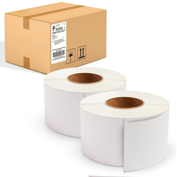 White Paper Direct Thermal Labels, 4 x 8 Inch. 3000 Pack 3-Inch Core Perforated Thermal Shipping Labels. Self-Seal Thermal Paper Labels. Thermal Printer Label Paper for Shipping, Barcoding