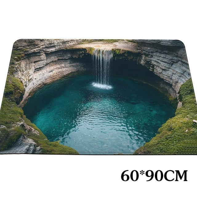3D Stereoscopic Vision Trap Rug, Optical Illusion Hole Rug, Floor Optical Illusion Rugs Cave, Funny Anti Slip All-Weather Doormat Rugs That Looks Like a Hole for Home Office