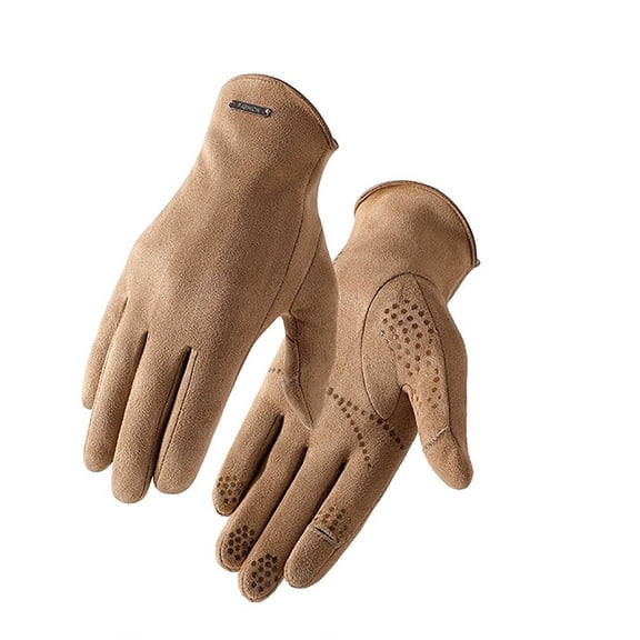 IROINNID Discount Touchscreen Gloves for Women Thermal Gloves Solid Color New Winter Gloves, Suede Thickening Touchable Screen Warm Outdoor Riding Gloves,Coffee