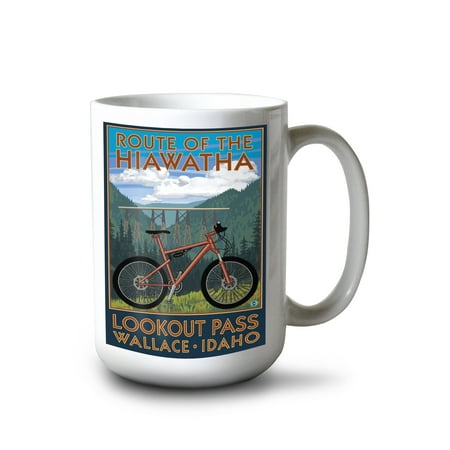 

15 fl oz Ceramic Mug Wallace Idaho Route of the Hiawatha Mountain Bike Scene Dishwasher & Microwave Safe