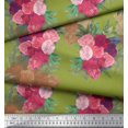 thumbnail image 3 of Soimoi Green Cotton Duck Fabric Leaves & Austin Rose Floral Print Fabric by Yard 56 Inch Wide, 3 of 3