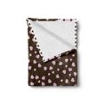 thumbnail image 2 of Chocolate Soft Flannel Fleece Blanket, Lace Stripe Heart Filled Romantic Pattern on Abstract Brown Background, Cozy Plush for Indoor and Outdoor Use, 70" x 90", Pale Pink Brown White, by Ambesonne, 2 of 6