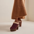thumbnail image 4 of YDN Women Comfy Rivets Slip On Backless Mules Round Toe Fur Sandals Platform Chunky High Heels Daily Slide Shoes Size 14 Red, 4 of 4